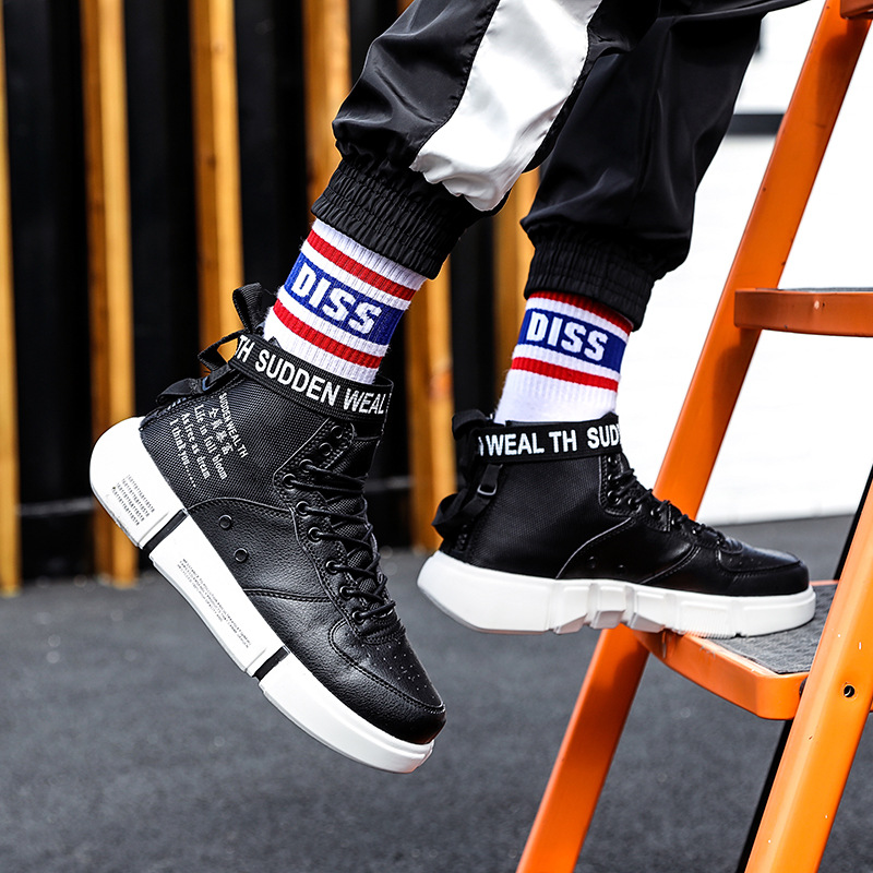 Men's High-Top Sneakers - Sporty Casual Thick Sole