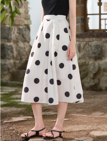 High Waist Pleated A-Line Midi Skirt