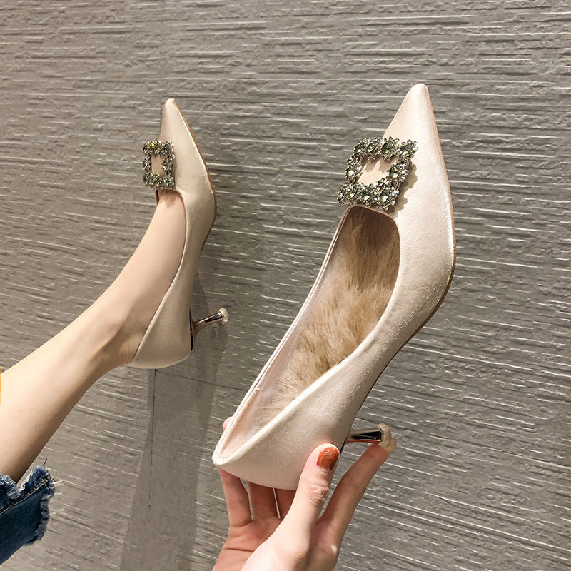 Elegant Satin Pointed Toe High Heel Women's Shoes