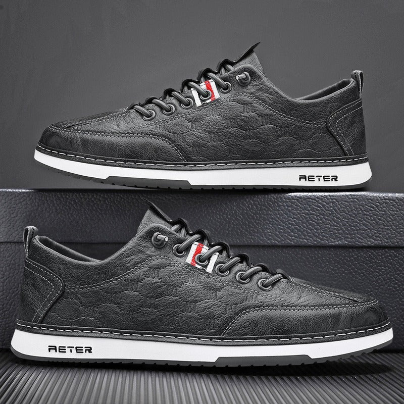 Trendy Slip-On Men's Casual Leather Sneakers for Autumn