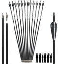 Musen 28"/30" Carbon Archery Arrows Shaft Spine 500 with Removable Tips GPI 13.0 Hunting and Target Practice Arrows for Both Compound Bow and Recurve Bow 12 Pcs