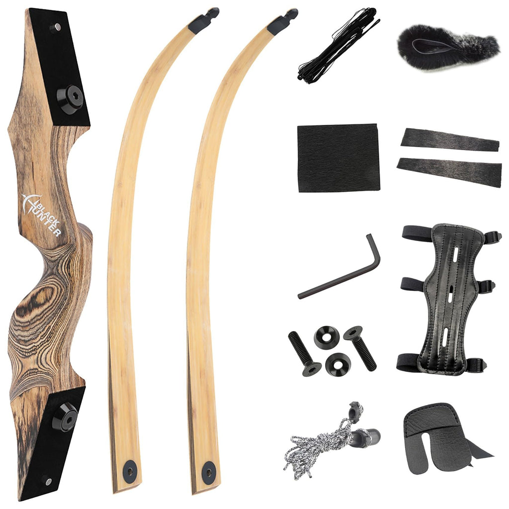 Archery 60" Black Hunter Wooden Recurve Bow - Right Handed 20-60lbs for American Hunting & Shooting Practice (Burlywood 45-Lbs)