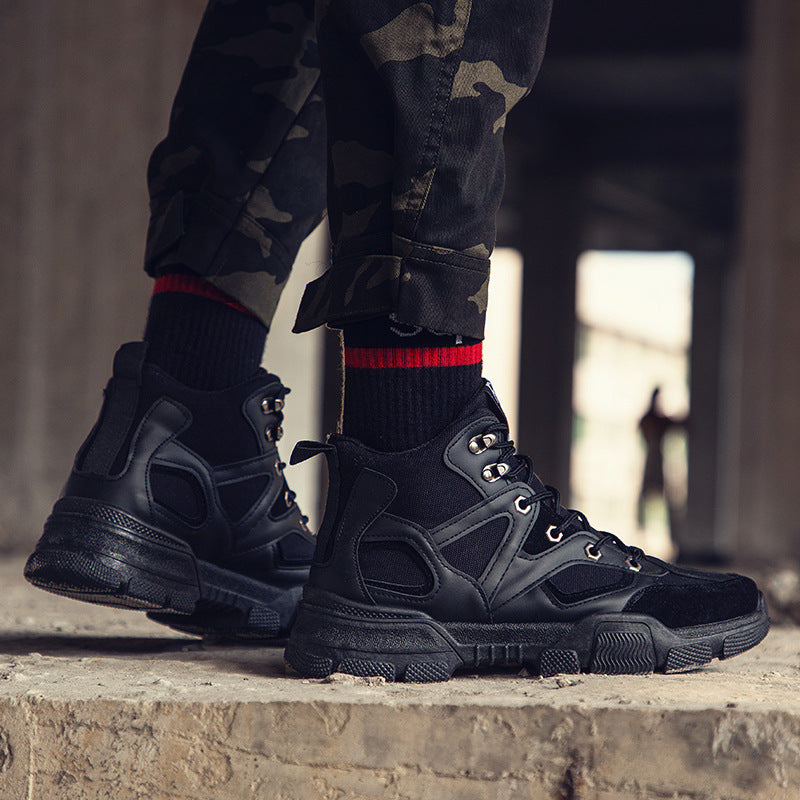 Men's High-Top Outdoor Hiking Sneakers with Thick Sole