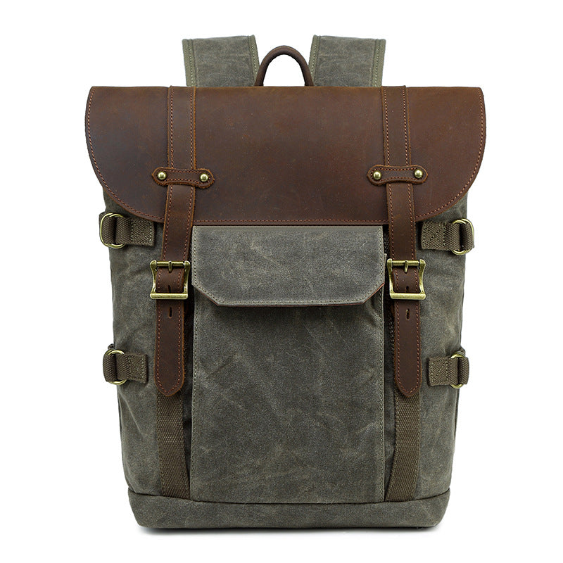Canvas and Crazy Horse Leather DSLR Camera Backpack