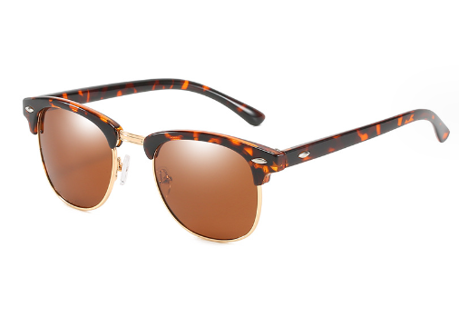 Retro Club Manager Sunglasses with Metal Half Frame