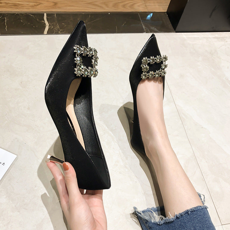 Elegant Satin Pointed Toe High Heel Women's Shoes