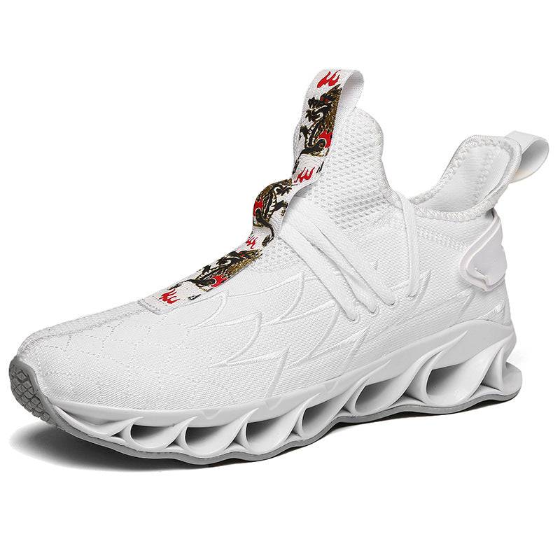 Versatile Fire Dragon Sole Sneakers - Casual White Shoes