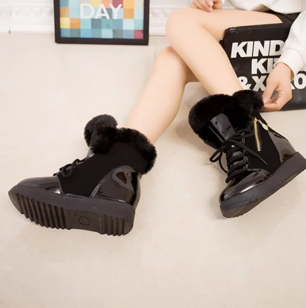 Thick-soled Warm Platform Color-block Mid-calf Martin Boots
