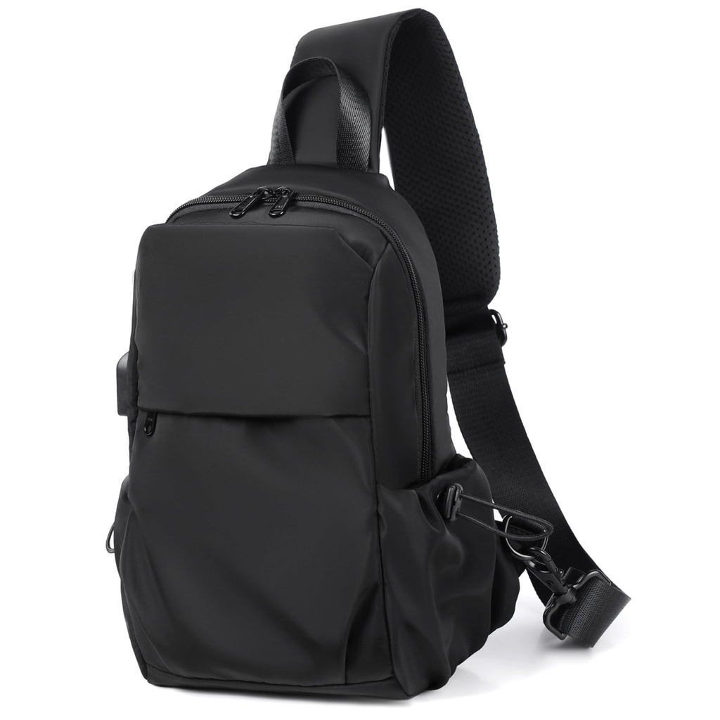 Seoky Rop Men Women Sling Bag Backpack Lightweight Water Resistant Small Chest Shoulder Crossbody Bags for Walking Travel Cycling Black