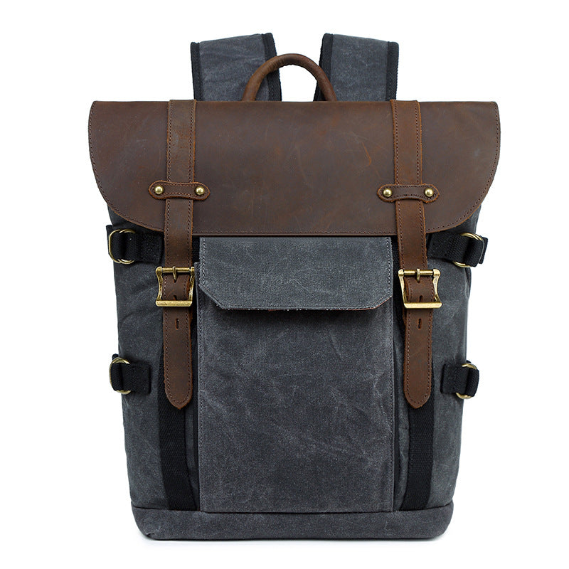 Canvas and Crazy Horse Leather DSLR Camera Backpack