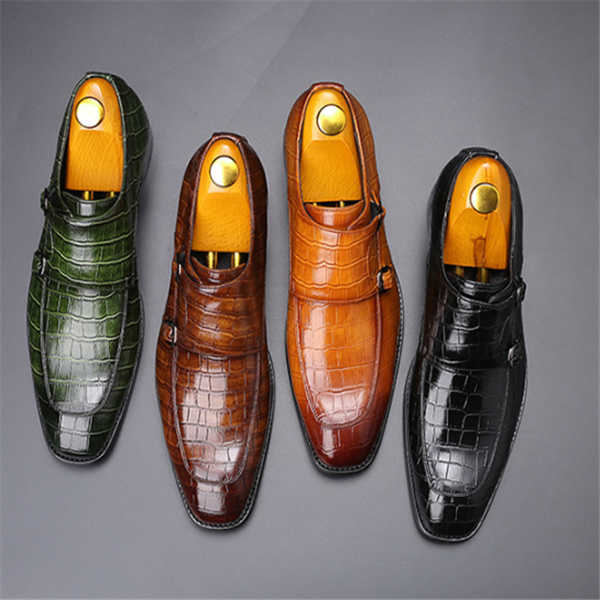 Men's Business Pointed Leather Shoes with Crocodile Pattern