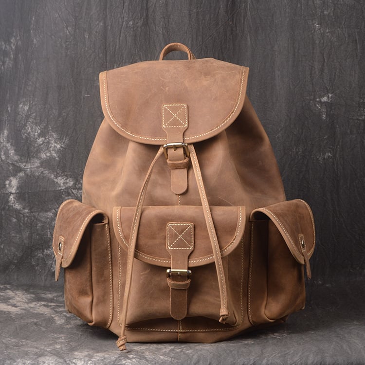 Crazy Horse Leather Men's Outdoor Travel Backpack