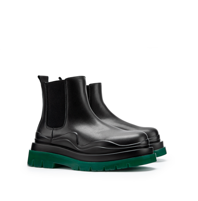 Green High-Top Martin Boots with Thick Velvet Sole