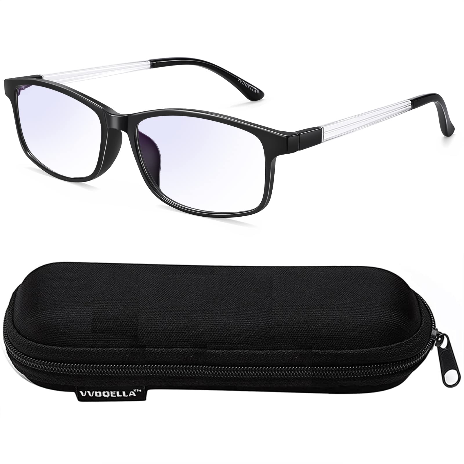 VVDQELLA 1.0 Reading Glass Men Blue Light Blocking Glasses for Computer Lightweight Square Frame Spring Hinges Anti Glare