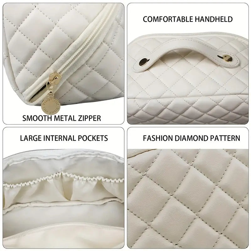 Large Capacity Portable PU Leather Travel Cosmetic Bag