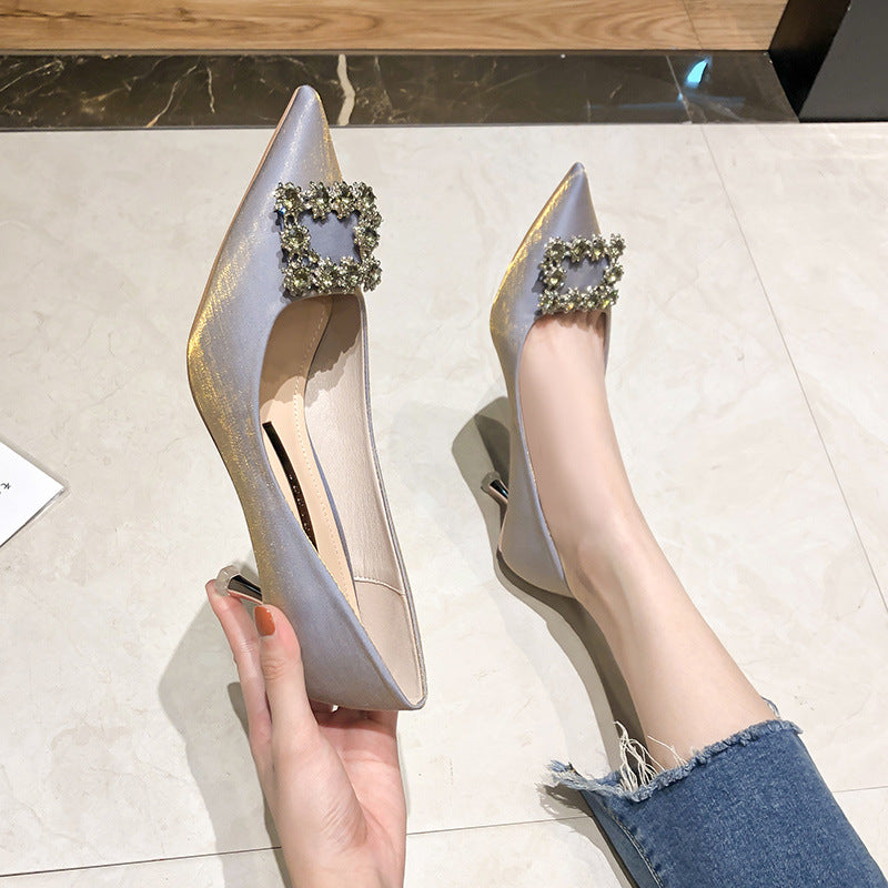 Elegant Satin Pointed Toe High Heel Women's Shoes
