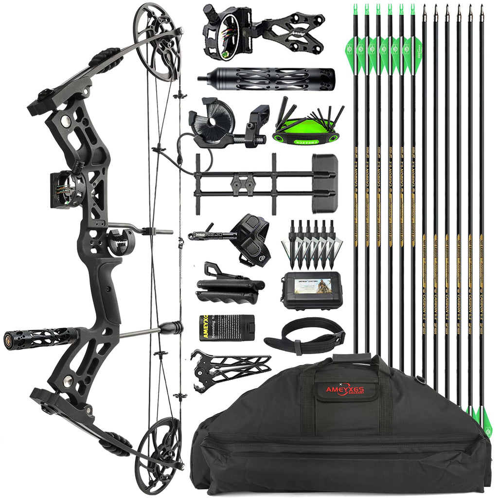 surwolf Archery Hunting Compound Bow Kit RTH 30-70 LBS Draw Length 23.5"-31" IBO 325FPS Target Shooting Bow with Accessories for Bowfishing Archery Hunting (Black Kit PRO)