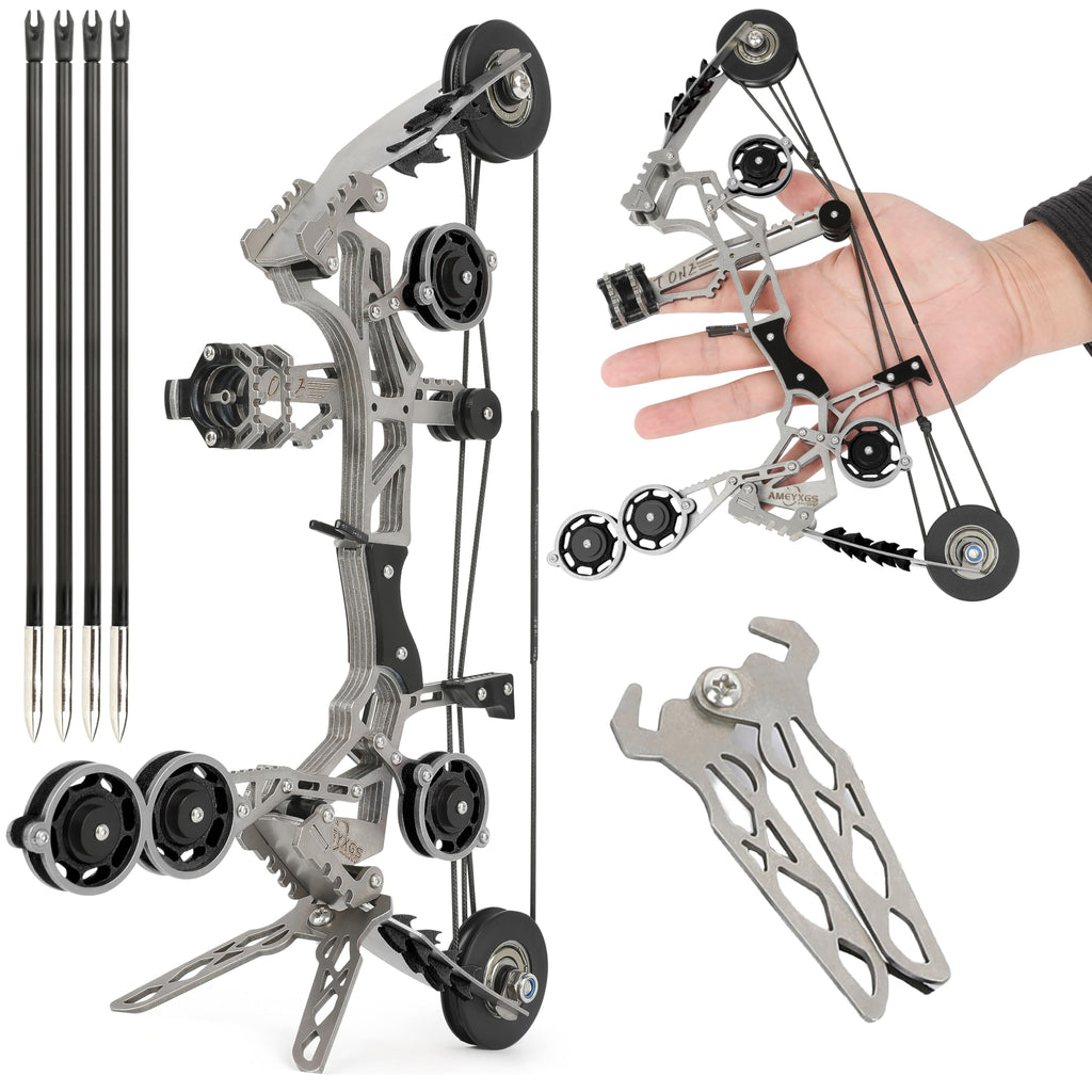 ZSHJGJR 6"/7.4"/7.9"/8.6"/8.8"/9.5" Mini Archery Bow Set Mini Compound Bow Mini Hunting Bow Right/Left Handed for Hunting Shooting Practice Archery Entertainment Fun (11" Bow-Black)