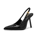 Longwenxuan Slingback Pointed Closed Toe Stiletto Heels Sandal for WomenWomens Basic Classic Patent Leather Metal Buckle Pumps Backless Ankle Slip-on Buckle Strap Mid High Heels Banquet Dress Shoes