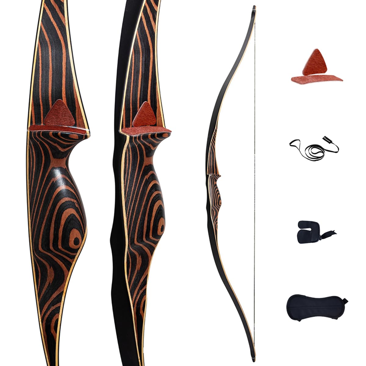 Deerseeker Archery 54" Traditional Bow Hunting Longbow with Bamboo Core Limbs Handmade Recurve Bow RH/LH for Targeting Practice Shooting Youth & Adults Bow Set (25lb Right Hand)
