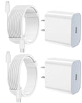 iPhone Charger Fast Charging 2 Pack Type C Wall Charger Block with 2 Pack [6FT&10FT] Long USB C to Lightning Cable for iPhone 14/13/12/12 Pro Max/11/Xs Max/XR/XAirPods Pro