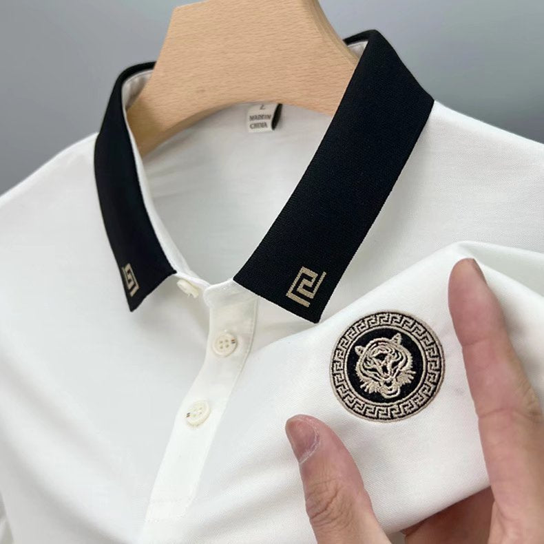 2023 Men's Embroidered Polo Shirt - Slim Fit Short Sleeve