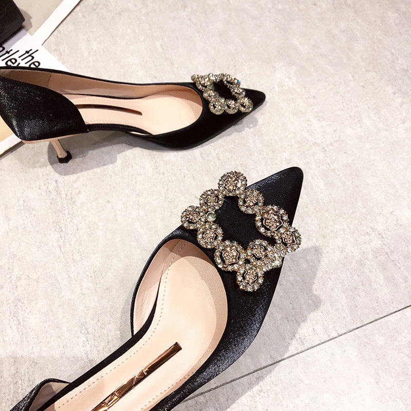 2020 Fall Women's Satin High Heel Pointed Shoes