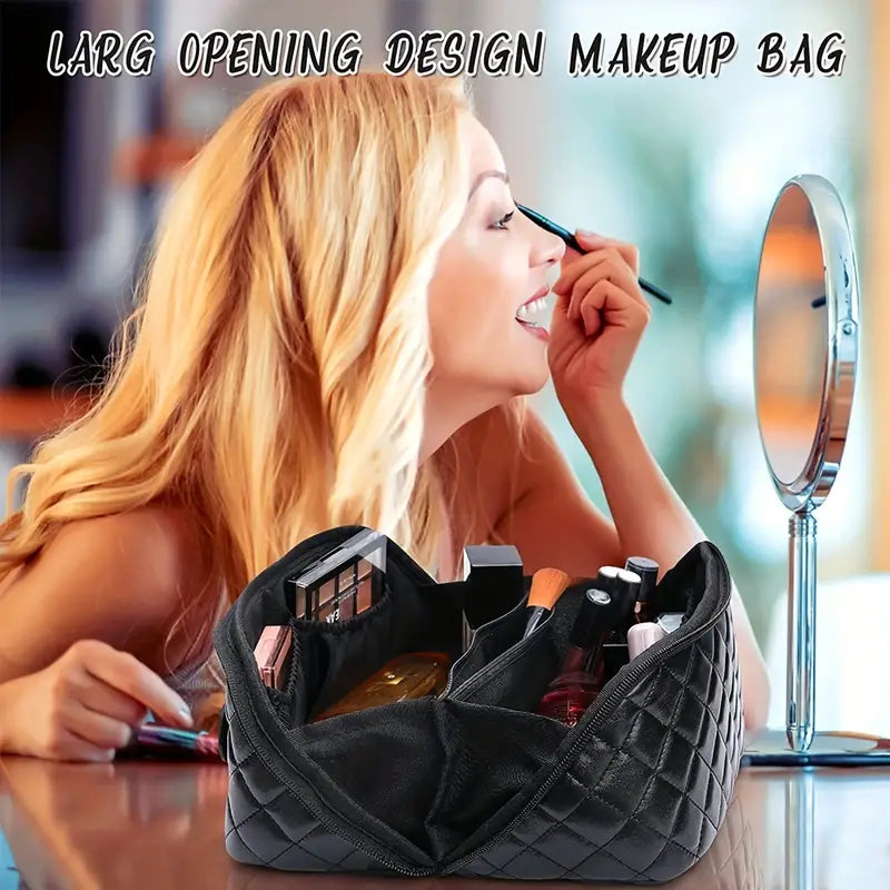 Large Capacity Portable PU Leather Travel Cosmetic Bag