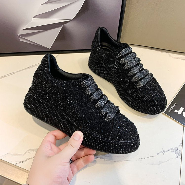 2021 New Rhinestone Chunky Sole Dad Sneakers for Women