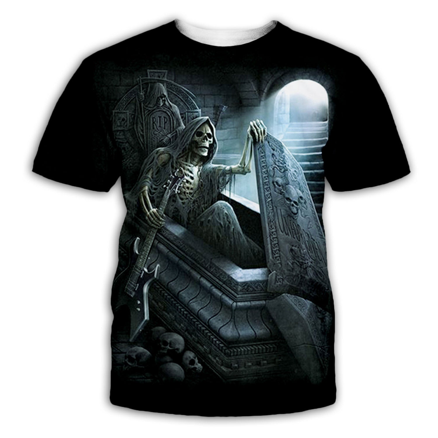 3D Digital Print Skull Casual Short Sleeve T-Shirt
