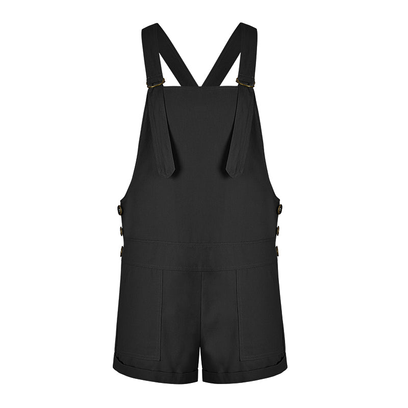 LIVA 2018 Women's Vintage Solid Color Jumpsuit Shorts