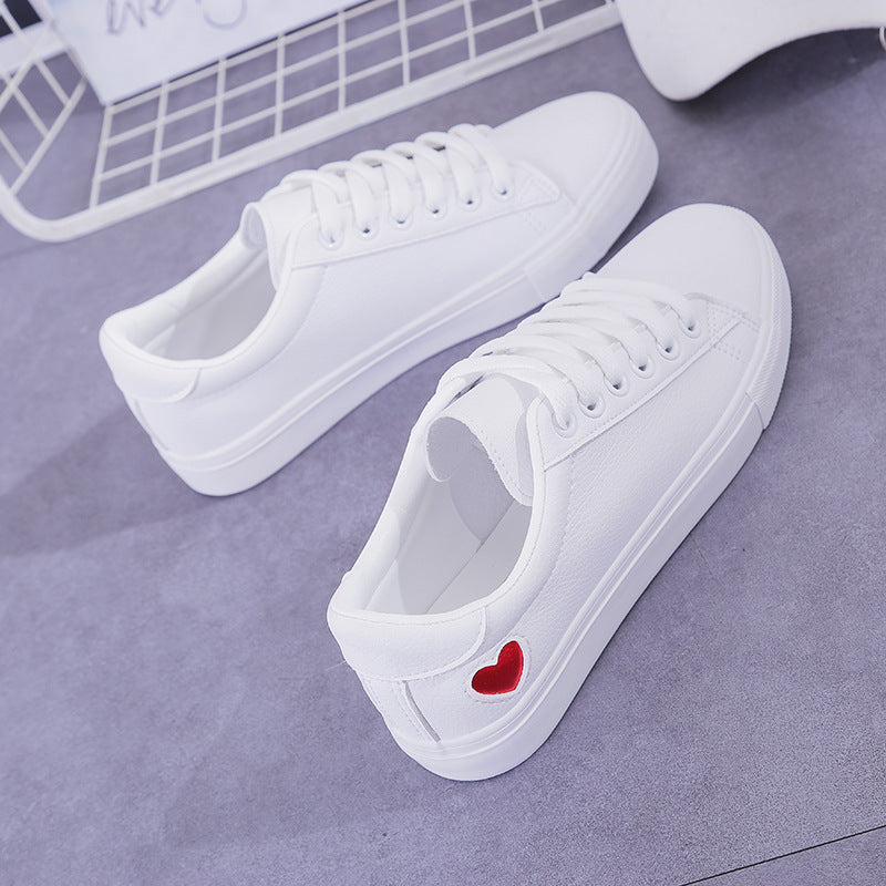 Heart Pattern Women's White Sneakers - 2018 Fashion Style