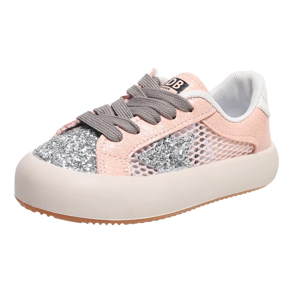 Qimaoo Girls Sneakers Glitter Tennis Shoes Lightweight Non-Slip Running Walking Shoes for Toddler/Little Kid/Big Kid