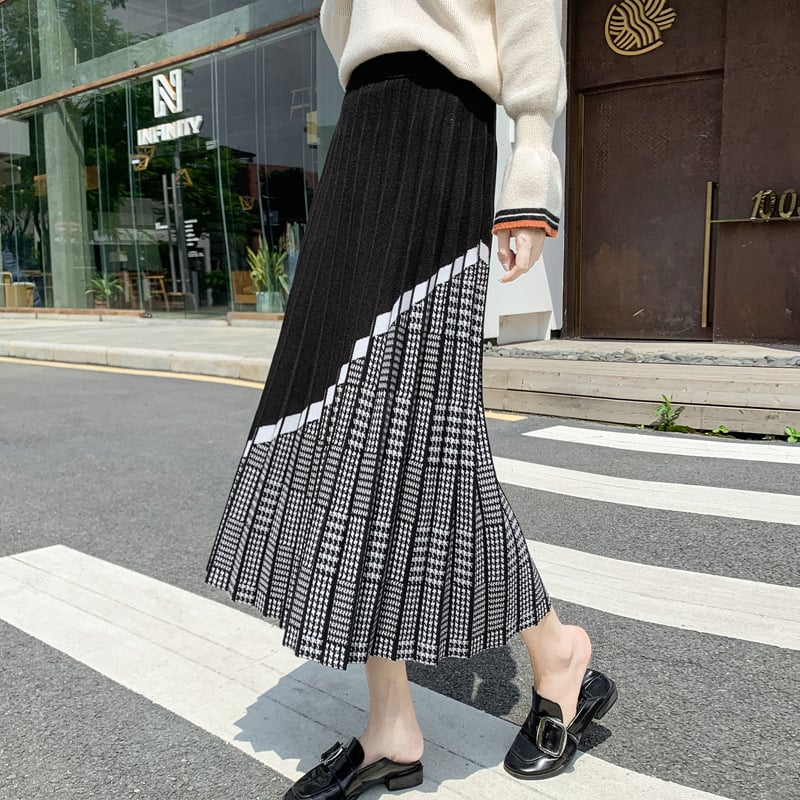 High Waist A-line Pleated Skirt for Women