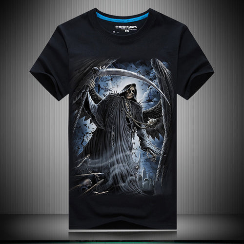 3D Printed Men's Short Sleeve T-Shirt with Skull Design