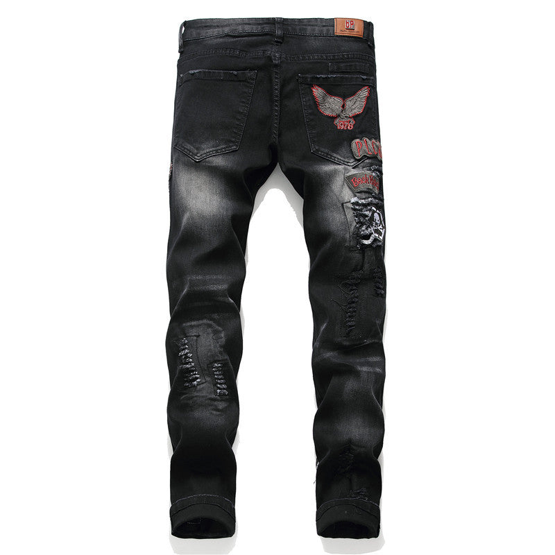 Embroidered Eagle Slim Fit Men's Jeans