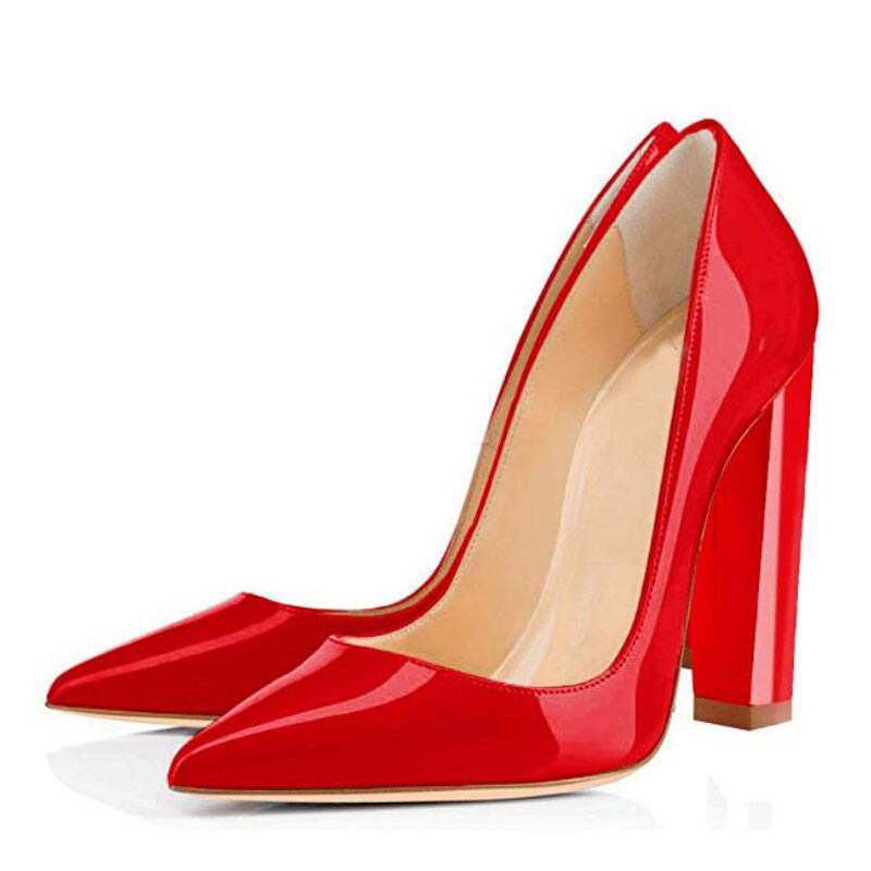 HXS Women's Fashion Pointed Toe Chunky Heel Shoes