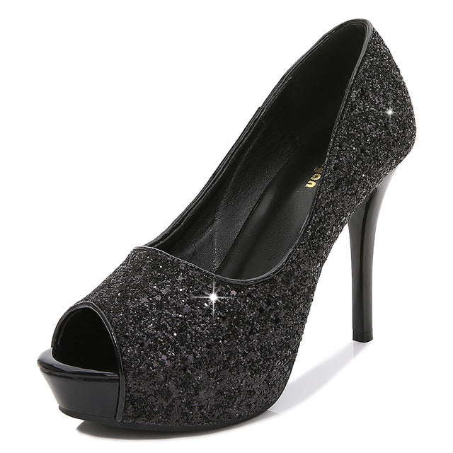 Fashion Sequins Trend Sexy Fish Beak High Heels