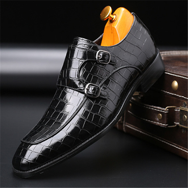 Men's Business Pointed Leather Shoes with Crocodile Pattern