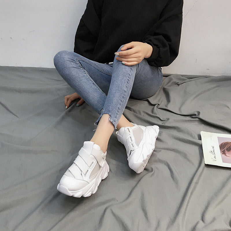 Velcro Platform Sneakers, Dad Shoes, White Casual Shoes