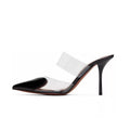 keleimusi Clear Heart Heeled Mules Transparent PVC Pointed Toe Mule Pumps Backless Slip On Clear Heeled Sandals Party Prom Dress High Heel Mules
