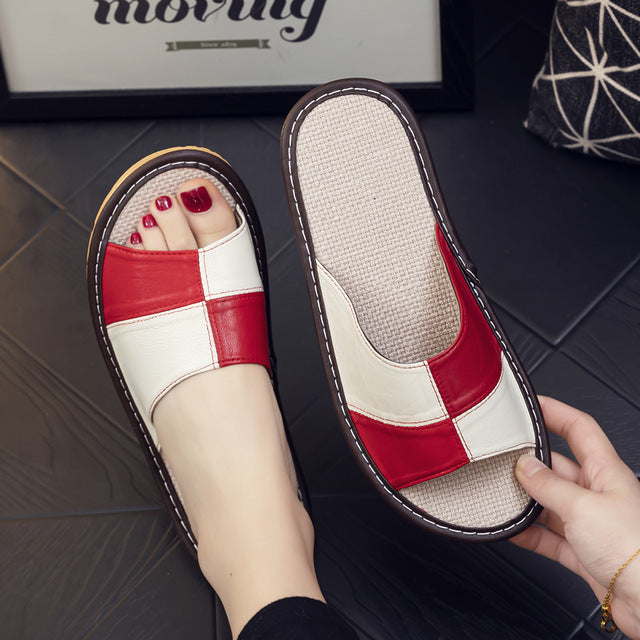 Luxury Genuine Leather Sheepskin Women's Slippers