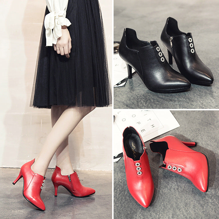 Women's Pointed Toe High Heel Leather Fashion Shoes