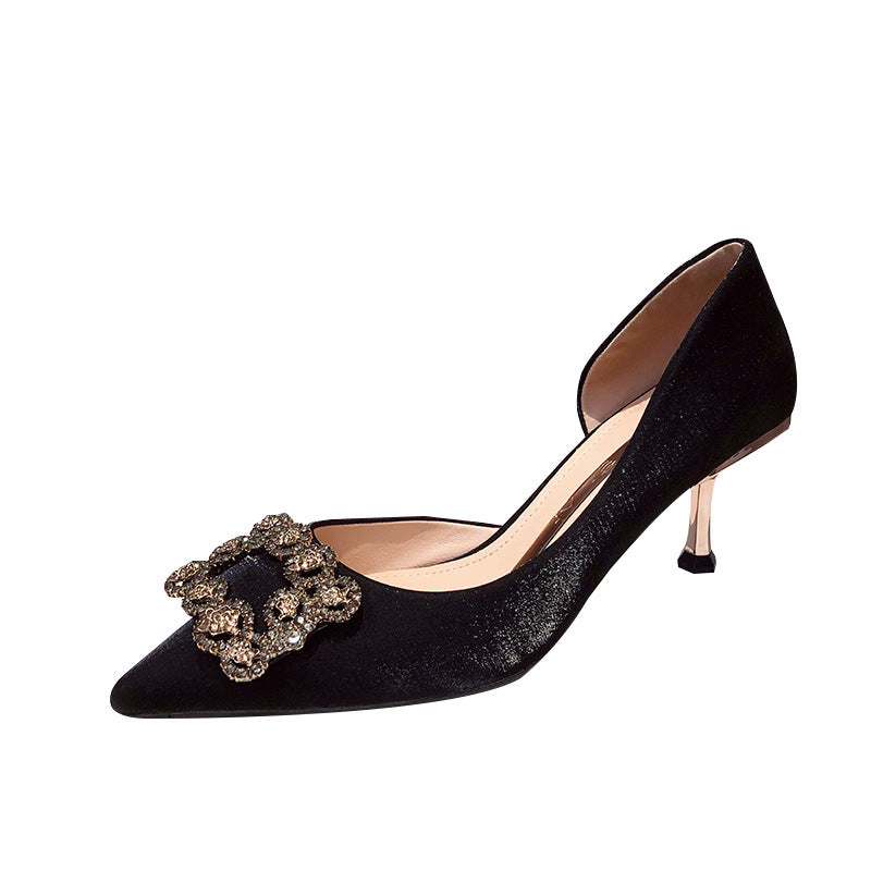 2020 Fall Women's Satin High Heel Pointed Shoes