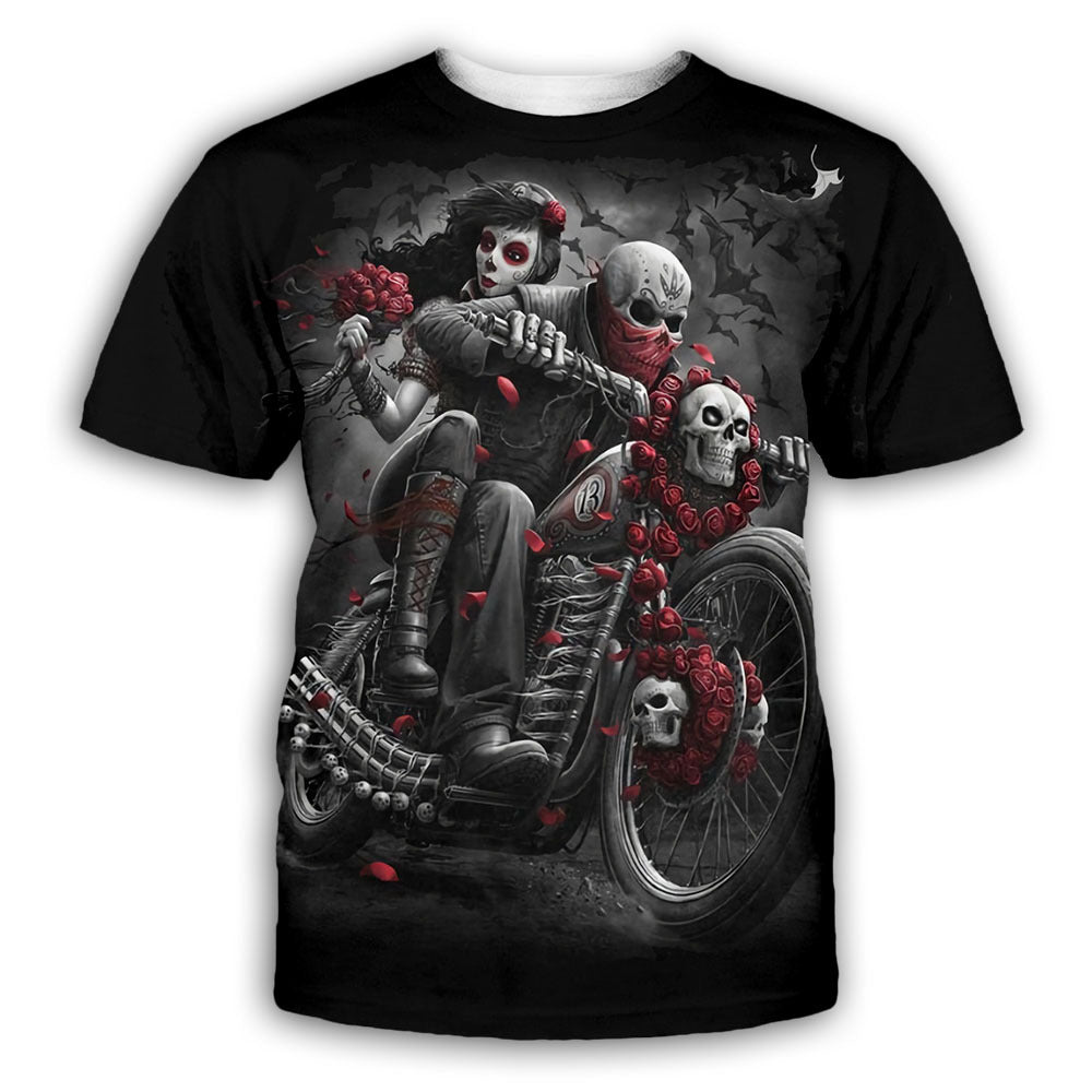 3D Digital Print Skull Casual Short Sleeve T-Shirt