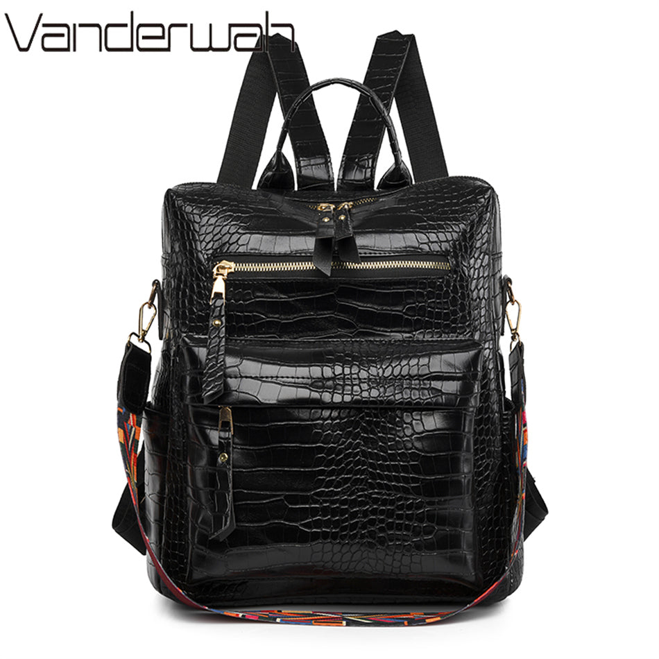 Crocodile Pattern Women's Large Capacity Travel Backpack
