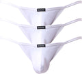 IKINGSKY Mens Pouch Thong Underwear Sexy Low Rise Bulge Underwear (XX-Large White-3 Pack)