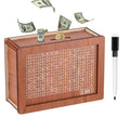Piggy Bank for Kids Wooden Piggy Bank Coin Bank with Counting Target Safe Coin Saving Banks Cash Piggy Banks for Home Gifts for Boys Kids Money Piggy Banks - Dark Brown (2000$)