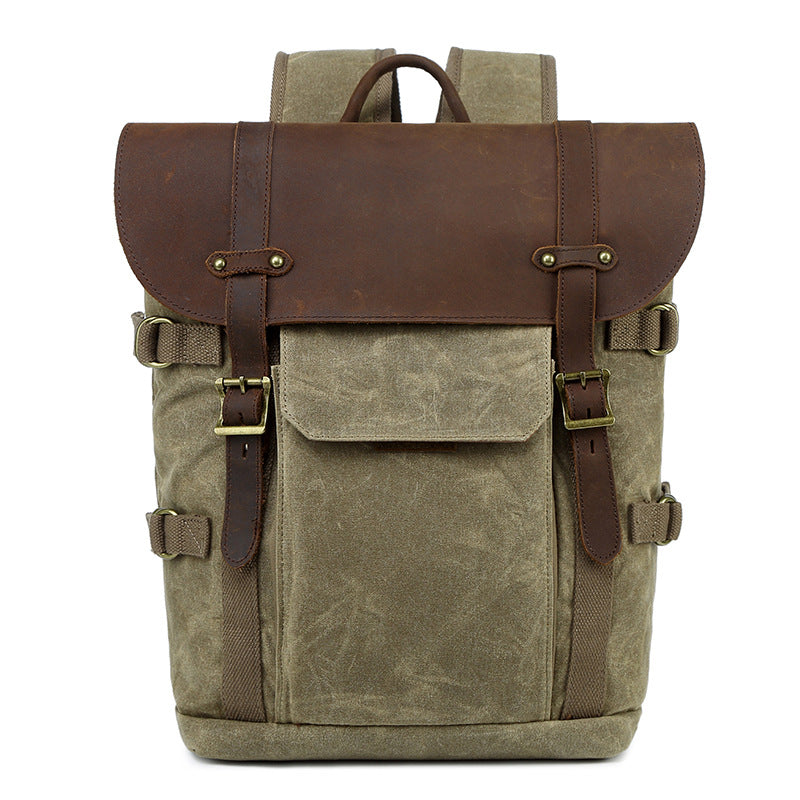 Canvas and Crazy Horse Leather DSLR Camera Backpack
