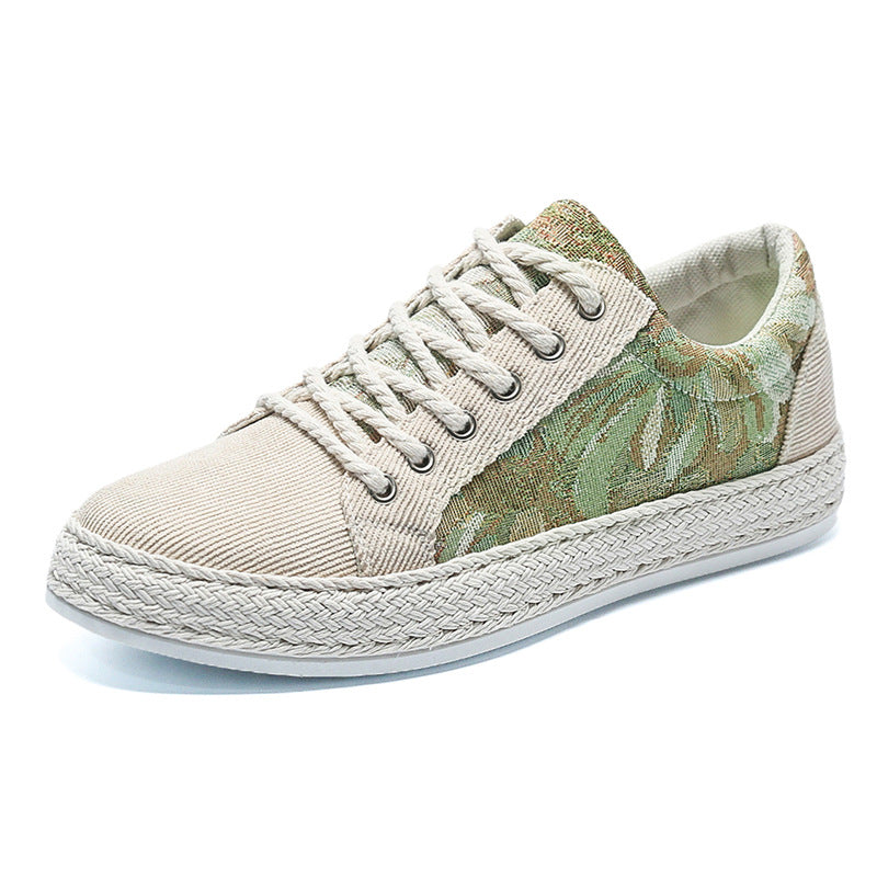Men's Geometric Canvas Loafers - Casual Low-top Shoes